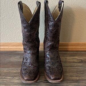 Women’s Corral Chocolate Snake Inlay Square Toe Boot size 9.5 Style A 2404